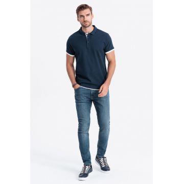 Tricou polo din bumbac pique - Bleumarin