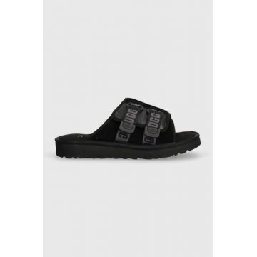 UGG slapi de piele Goldencoast Strap Slide barbati, culoarea negru, 1142730