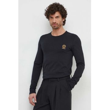 Versace longsleeve 2-pack barbati, culoarea negru, neted