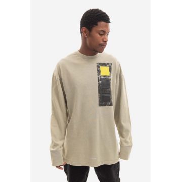 A-COLD-WALL* longsleeve din bumbac Relaxed Cubist LS T-shirt culoarea gri, cu imprimeu ACWMTS098-MOSSGREEN