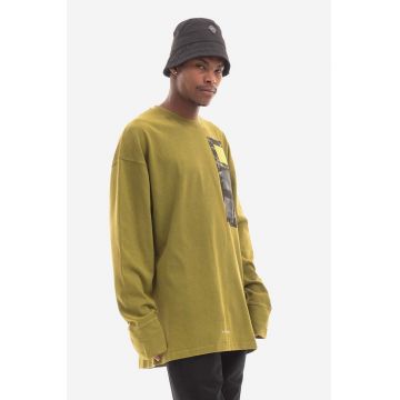 A-COLD-WALL* longsleeve din bumbac Relaxed Cubist LS T-shirt culoarea verde, cu imprimeu ACWMTS098-MOSSGREEN