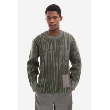 A-COLD-WALL* pulover de lână Two-Tone Jacquard Knit culoarea verde ACWMK074-PINEGREEN