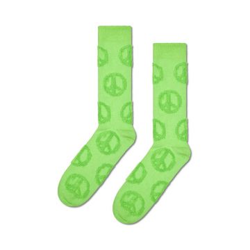 Happy Socks sosete Terry Peace Sign Sock culoarea verde