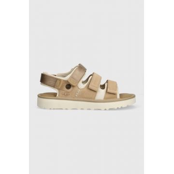 UGG sandale din piele intoarsa Goldencoast Multistrap barbati, culoarea bej, 1153095