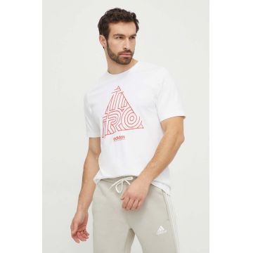 adidas tricou din bumbac TIRO barbati, culoarea alb, cu imprimeu