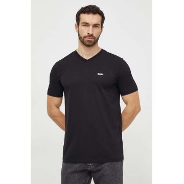 Boss Green tricou barbati, culoarea negru, neted