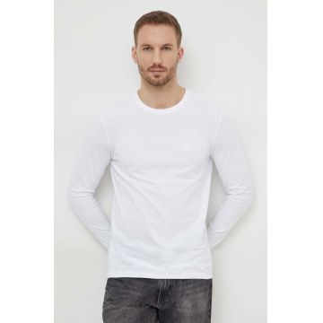 BOSS Orange longsleeve din bumbac culoarea alb, cu imprimeu 50512111