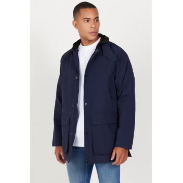 Geaca cu gluga si buzunare - Albastru indigo