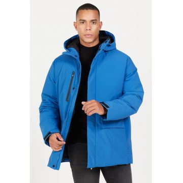 Geaca cu gluga si buzunare cu clapa - Albastru royal