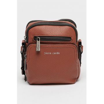 Geanta crossbody de piele ecologica cu buzunare multiple cu fermoar