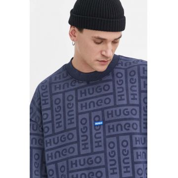 Hugo Blue hanorac de bumbac barbati, culoarea albastru marin, modelator