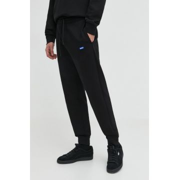 HUGO Blue pantaloni de trening din bumbac culoarea negru, uni 50522372