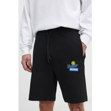 Hugo Blue pantaloni scurti din bumbac culoarea negru