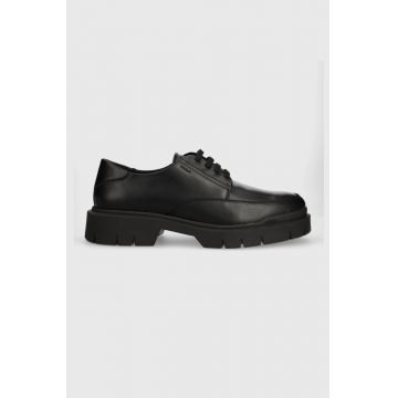 HUGO pantofi de piele Denzel barbati, culoarea negru, 50517228