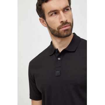 HUGO polo de bumbac culoarea negru, uni 50515269