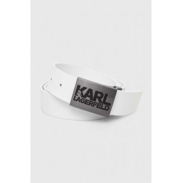 Karl Lagerfeld curea de piele barbati, culoarea alb