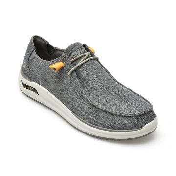 Pantofi SKECHERS gri, ARCH FIT MELO, din material textil