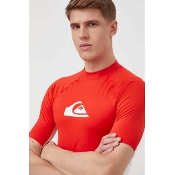 Quiksilver tricou barbati, culoarea rosu, cu imprimeu, T-SHIRT DO PŁYWANIA