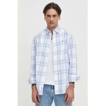 Tommy Jeans cămașă din bumbac bărbați, culoarea alb, cu guler clasic, regular DM0DM18968