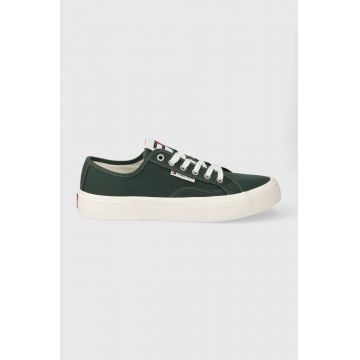 Tommy Jeans tenisi TJM LACE UP CANVAS COLOR barbati, culoarea verde, EM0EM01365