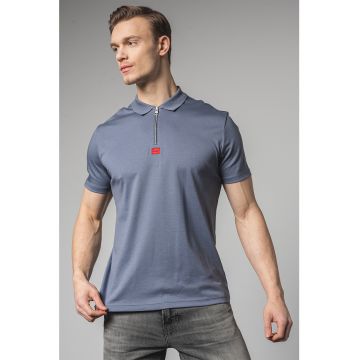 Tricou polo cu fenta cu fermoar