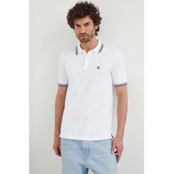 United Colors of Benetton tricou polo barbati, culoarea alb, neted