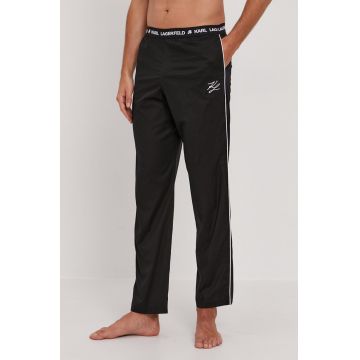 Karl Lagerfeld Pantaloni de pijama bărbați, culoarea negru, cu imprimeu