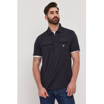 Lyle & Scott Tricou Polo bărbați, culoarea albastru marin, material neted