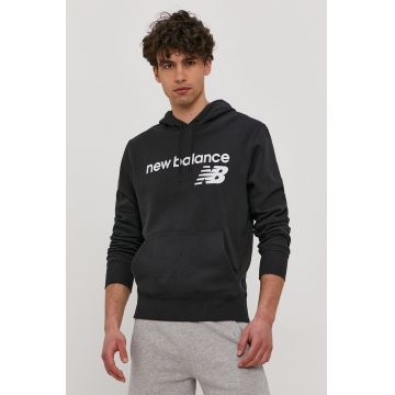 New Balance bluză MT03910BK bărbați, culoarea negru, cu imprimeu MT03910BK-001