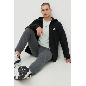 adidas pantaloni de trening barbati, culoarea gri, melanj