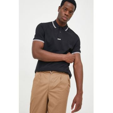 BOSS polo de bumbac CASUAL culoarea negru, cu imprimeu 50468843