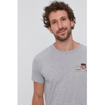 Gant Tricou culoarea gri, cu imprimeu