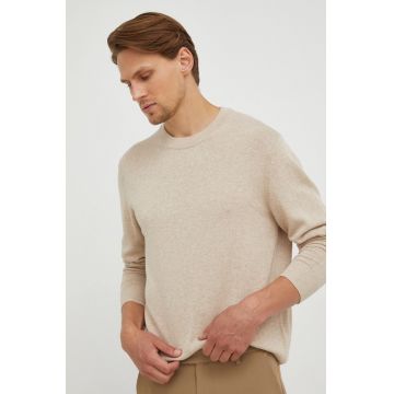 Samsoe Samsoe pulover din amestec de casmir barbati, culoarea bej, light
