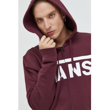 Vans hanorac de bumbac barbati, culoarea bordo, cu imprimeu