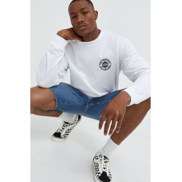 Vans longsleeve din bumbac culoarea alb, cu imprimeu