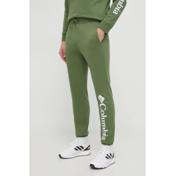 Columbia pantaloni de trening culoarea verde, cu imprimeu