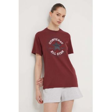 Converse tricou din bumbac culoarea bordo, cu imprimeu