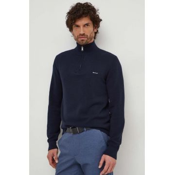 Gant pulover de bumbac culoarea albastru marin, light