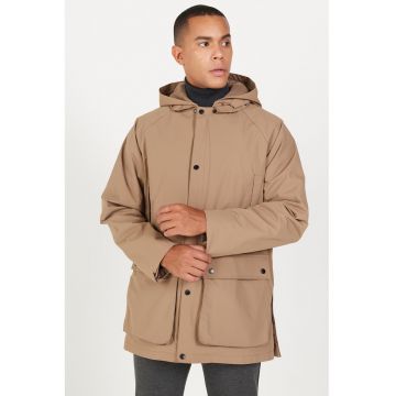 Geaca cu gluga si buzunare - Maro camel