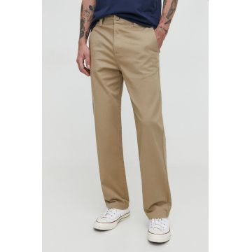 Hollister Co. pantaloni barbati, culoarea bej, drept