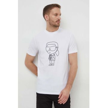 Karl Lagerfeld tricou bărbați, culoarea alb, cu imprimeu 542221.755054