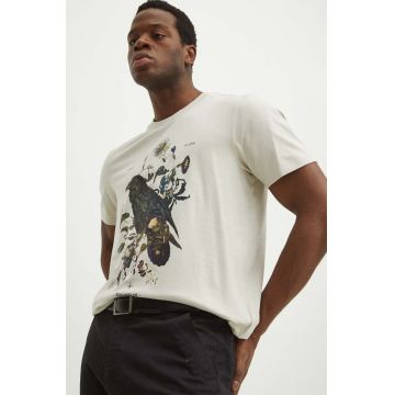 Medicine tricou din bumbac culoarea bej, cu imprimeu