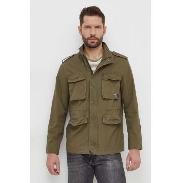 Pepe Jeans jacheta de bumbac culoarea verde, de tranzitie