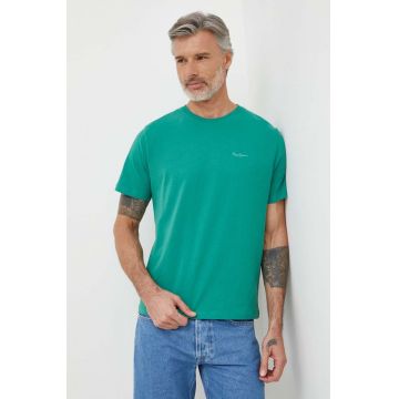 Pepe Jeans tricou din bumbac Connor barbati, culoarea verde, neted