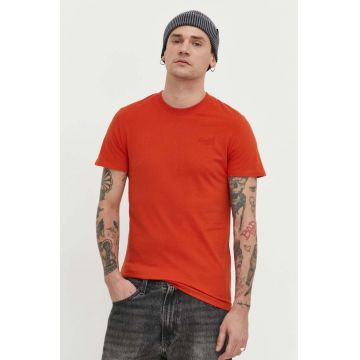 Superdry tricou din bumbac barbati, culoarea portocaliu, neted