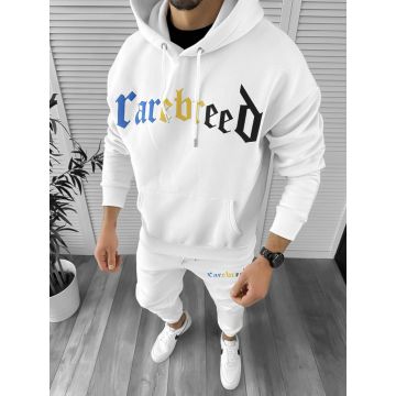 Trening barbati slim fit alb  Pantaloni + Hanorac k173 X10