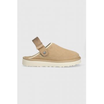 UGG papuci din piele intoarsa Goldencoast Clog culoarea bej, 1142172