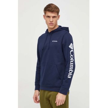 Columbia bluză Trek bărbați, culoarea bleumarin, cu glugă, cu imprimeu  1957913