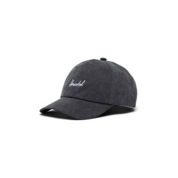 Herschel sapca Sylas Stonewash Cap culoarea negru, neted