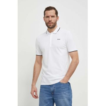 HUGO tricou polo barbati, culoarea alb, neted